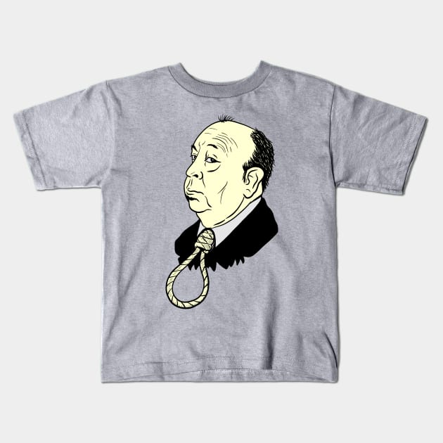 Alfred Hitchcock Rope Kids T-Shirt by Malakian Art